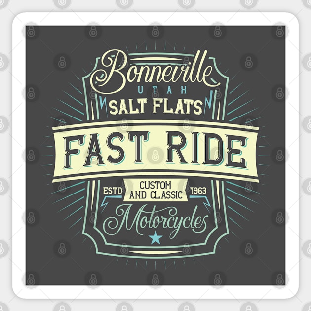Bonneville Utah Salt Flats Fast Ride Custom Motorcycles Design Sticker by Jarecrow 